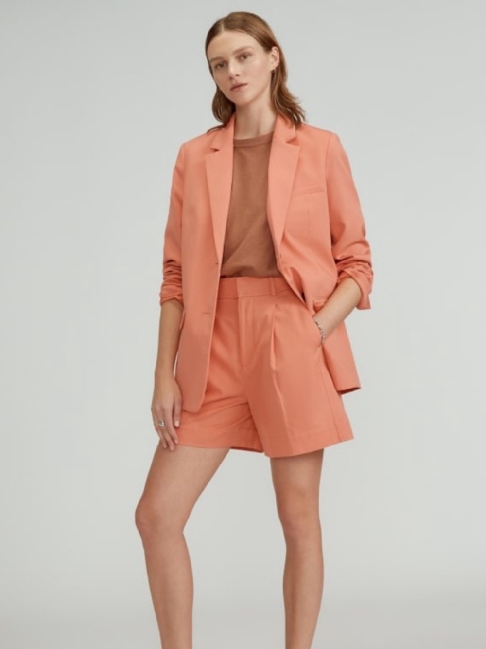 Everlane Coral High-Rise Draper Shorts